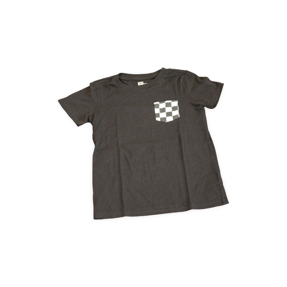 Epic Threads 7y Black Cotton Polyester T-Shirt Checkered Pocket
